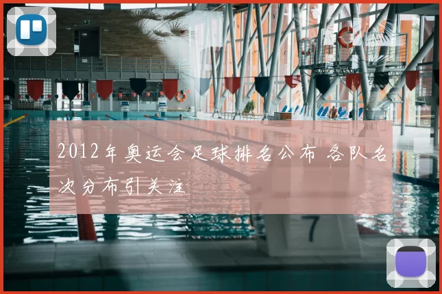 2012年奥运会足球排名公布 各队名次分布引关注